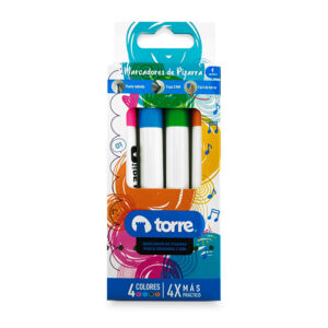 Blíster Marcadores de Pizarra Punta Redonda 4 Colores Fancy - Torre