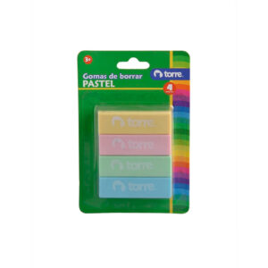 Set de Gomas Colores Pasteles 4 unidades Blíster - Torre