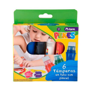 Témpera en Tubo con Pincel 6 Colores Pekes - Torre