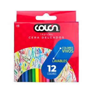 Lápices Cera Delgados 12 Colores - Colón