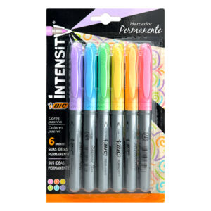 Set 6 Marcadores Permanente Grip Pastel - Bic