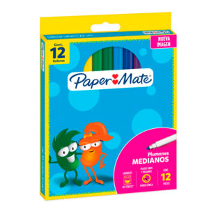 Set Plumones/Marcadores Unipunta Cónica 12 Colores - Paper Mate