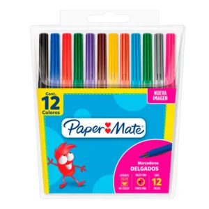 Set Marcadores Delgados 12 Colores - Paper Mate