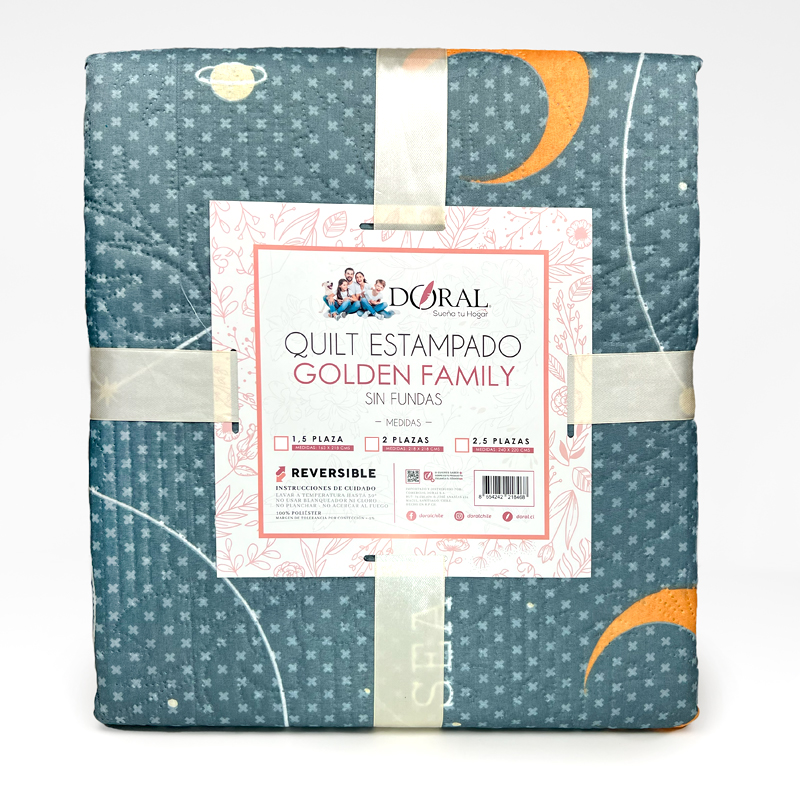 Quilt Hotpress Estampado Golden Family Sin Fundas 2 Plazas / Universo - Doral