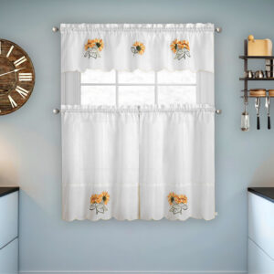 Set de Cortina de Cocina 3 Piezas / Flores - Doral