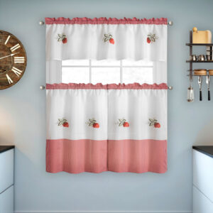 Set de Cortina de Cocina 3 Piezas / Fresas - Doral