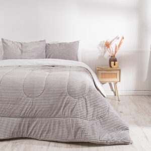 Plumón Corduroy Coral Sherpa 2 Plazas / Gris - Mashini