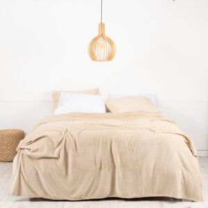 Frazada Coral Embossed 2 Plazas / Beige - Mashini
