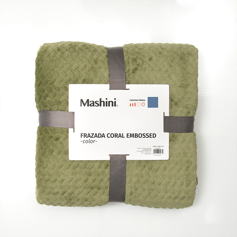 Frazada Coral Embossed 2 Plazas / Oliva - Mashini - Imagen 3