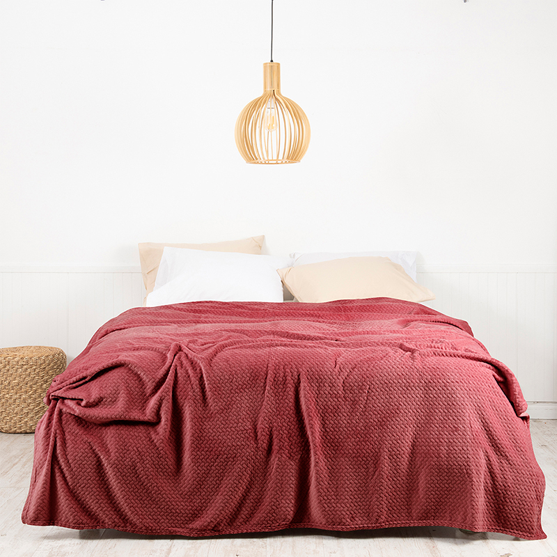 Frazada Coral Embossed 1.5 Plazas / Burdeo - Mashini