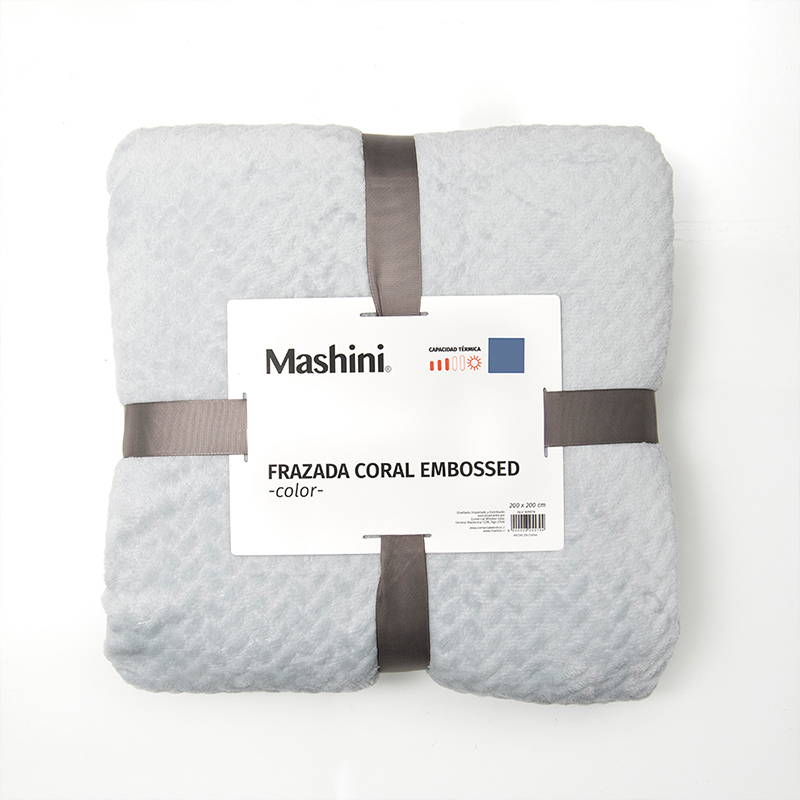 Frazada Coral Embossed 2.5 Plazas / Gris - Mashini - Imagen 3
