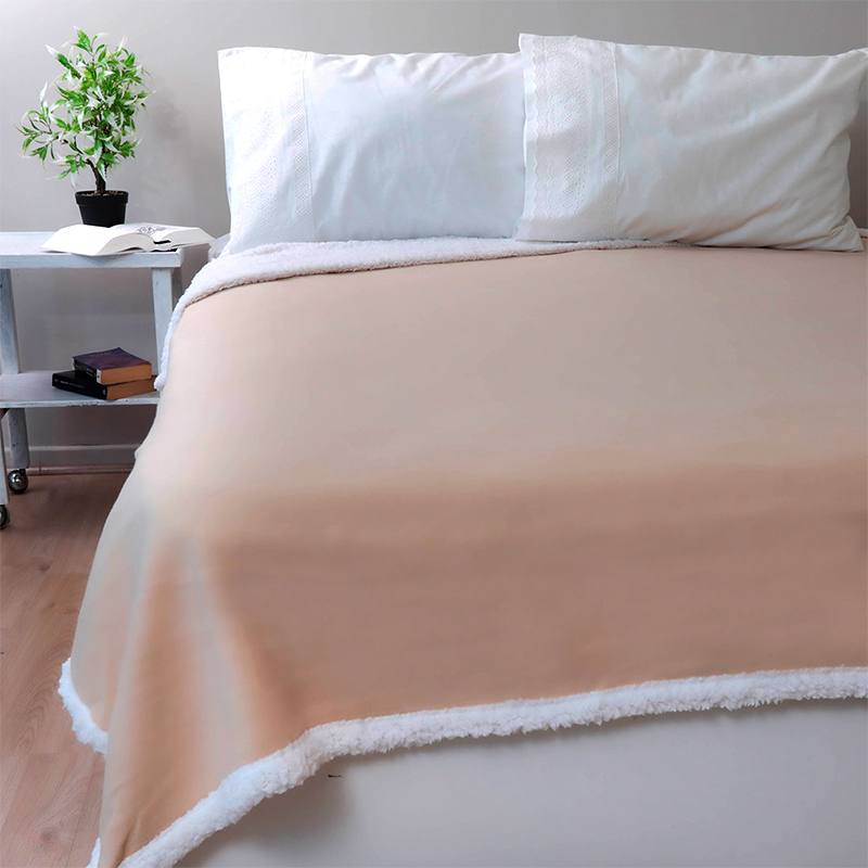Frazada Polar Sherpa Premium 2.5 Plazas / Beige - Doral