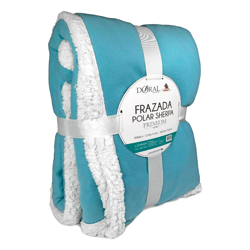 Frazada Polar Sherpa Premium 2.5 Plazas / Celeste - Doral - Imagen 4