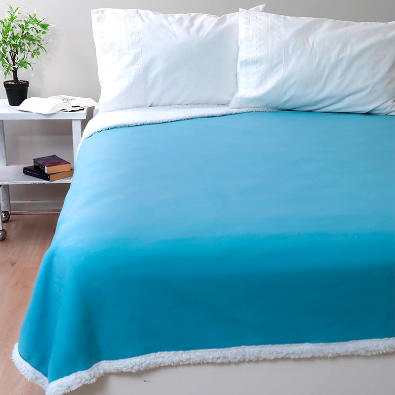 Frazada Polar Sherpa Premium 2.5 Plazas / Celeste - Doral