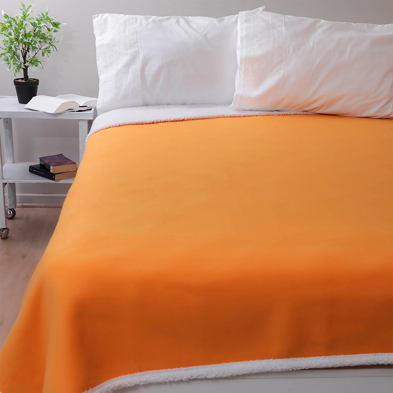 Frazada Polar Sherpa Premium 2.5 Plazas / Mostaza - Doral