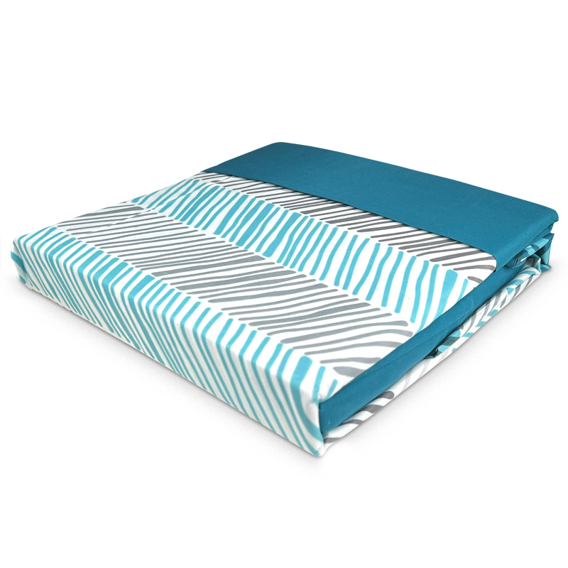 Sábanas Aterciopelada Composé 2 Plazas / Líneas Azul Petróleo y Gris - Doral