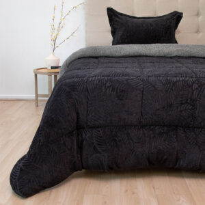 Cubrecama Outboss Deluxe 1.5 Plazas / Sherpa Negro - Doral