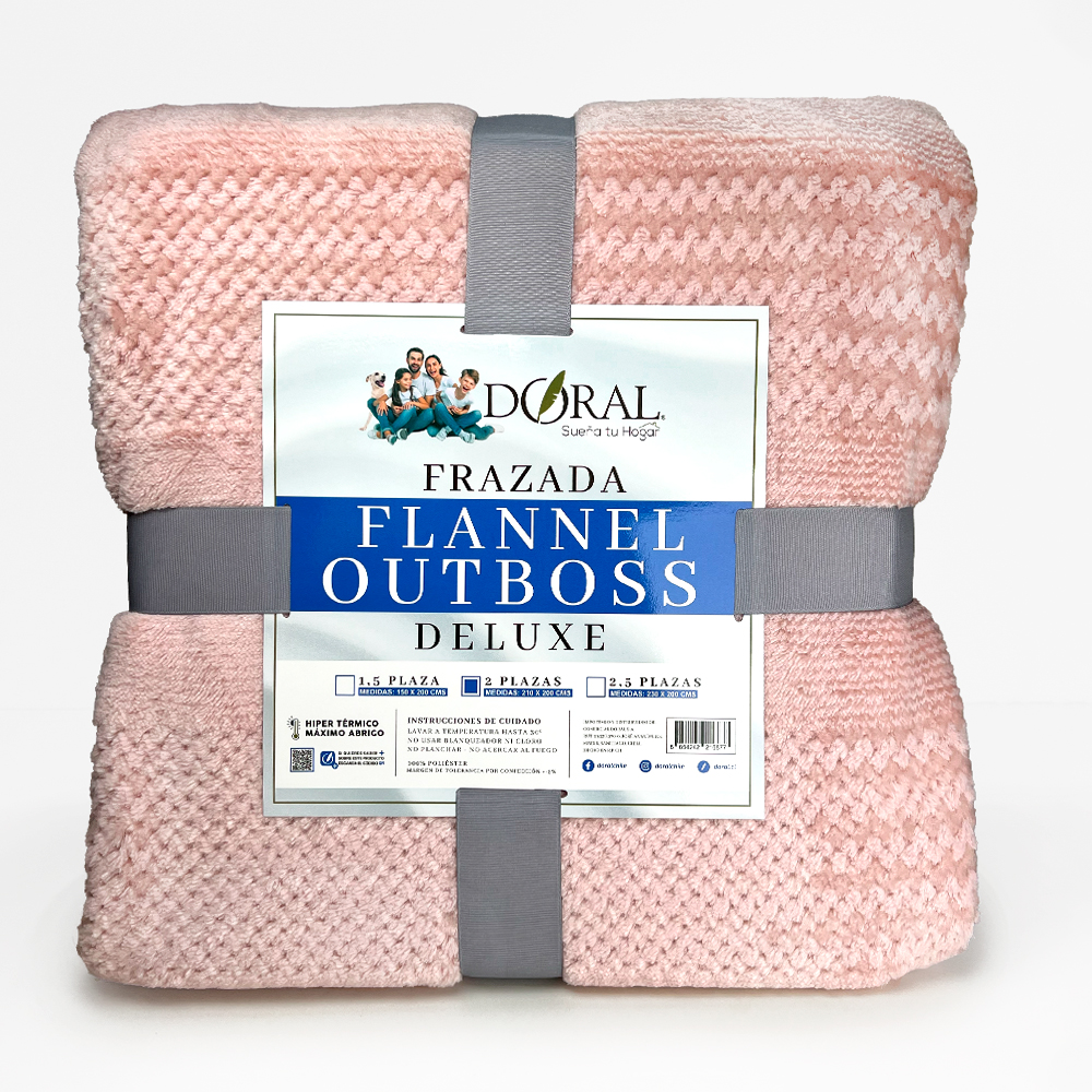 Frazada Flannel Outboss Deluxe 2 Plazas / Rosado - Doral