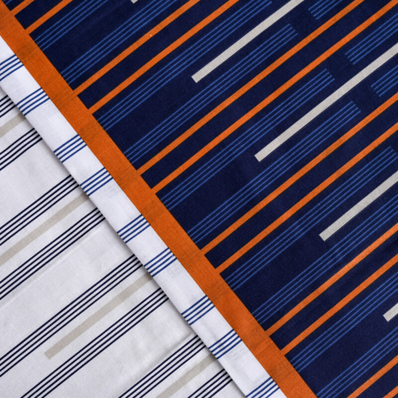 Juego de Sábanas Estampadas 144 Hilos 1 Plaza / Trazos Azul - American Family by Cannon - Imagen 3