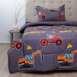 Plumón Estampado Deluxe Sherpa Kids 1.5 Plazas / Tractores - Doral