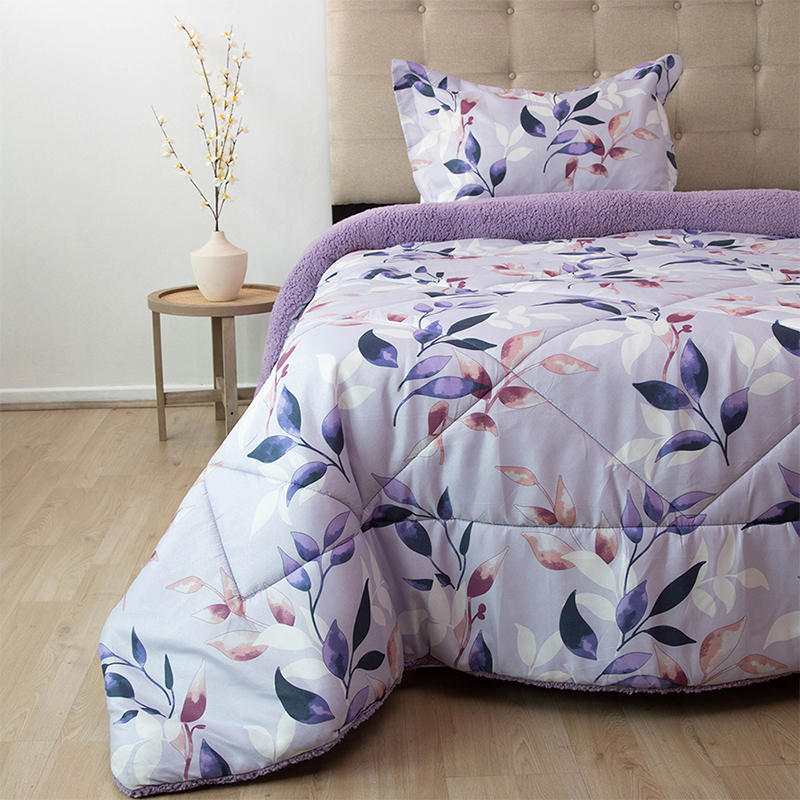 Plumón Estampado Deluxe Sherpa 1.5 Plazas / Lavanda - Doral