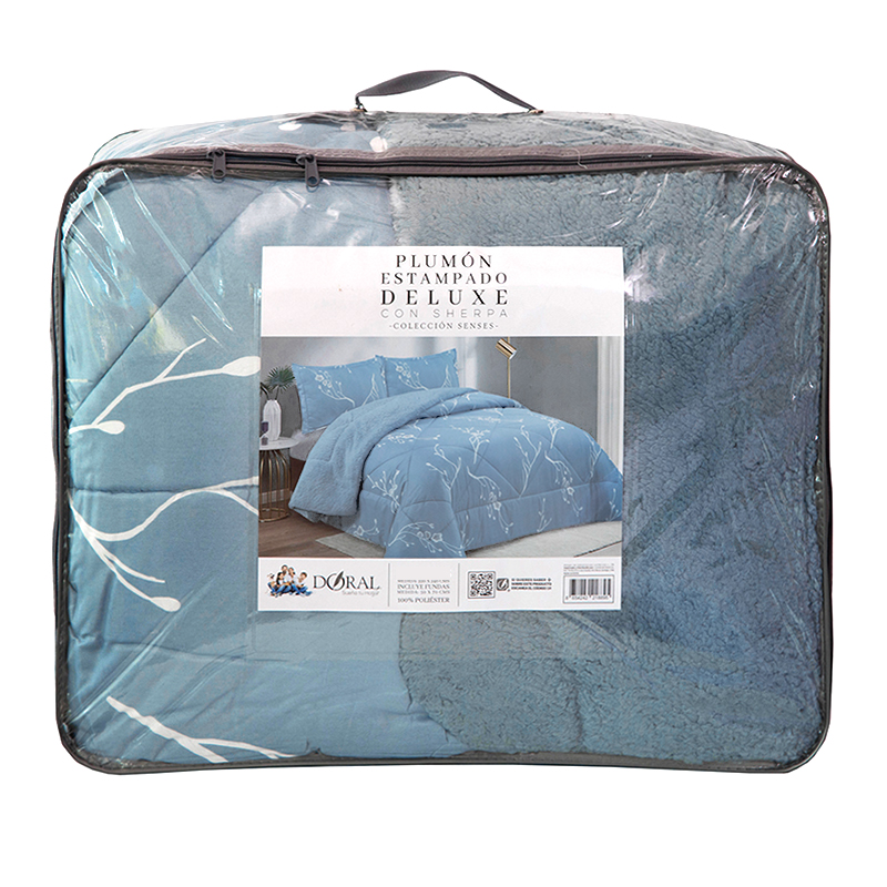 Plumón Estampado Deluxe Sherpa 1.5 Plazas / Ramas Celeste - Doral - Imagen 3