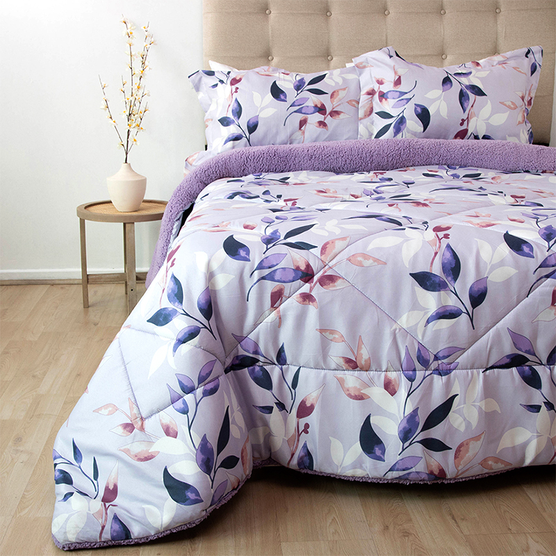 Plumón Estampado Deluxe Sherpa 2.5 Plazas / Lavanda - Doral