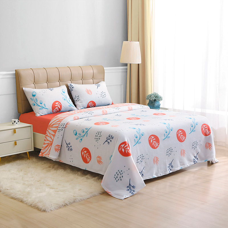 Sábanas Polar Composé 1.5 Plazas / Ramas Coral Blanco - Doral