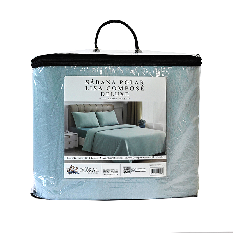 Sábanas Polar Lisa Composé 2 Plazas / Bicolor Celeste - Doral - Imagen 3
