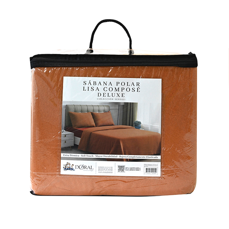 Sábanas Polar Lisa Composé 2 Plazas / Bicolor Terracota - Doral - Imagen 3