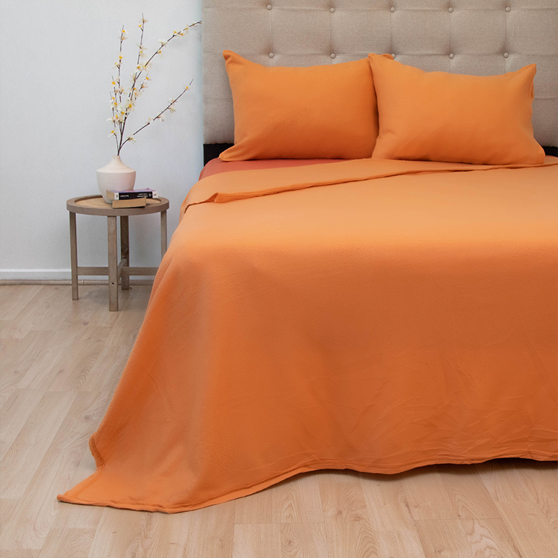 Sábanas Polar Lisa Composé 2 Plazas / Bicolor Terracota - Doral