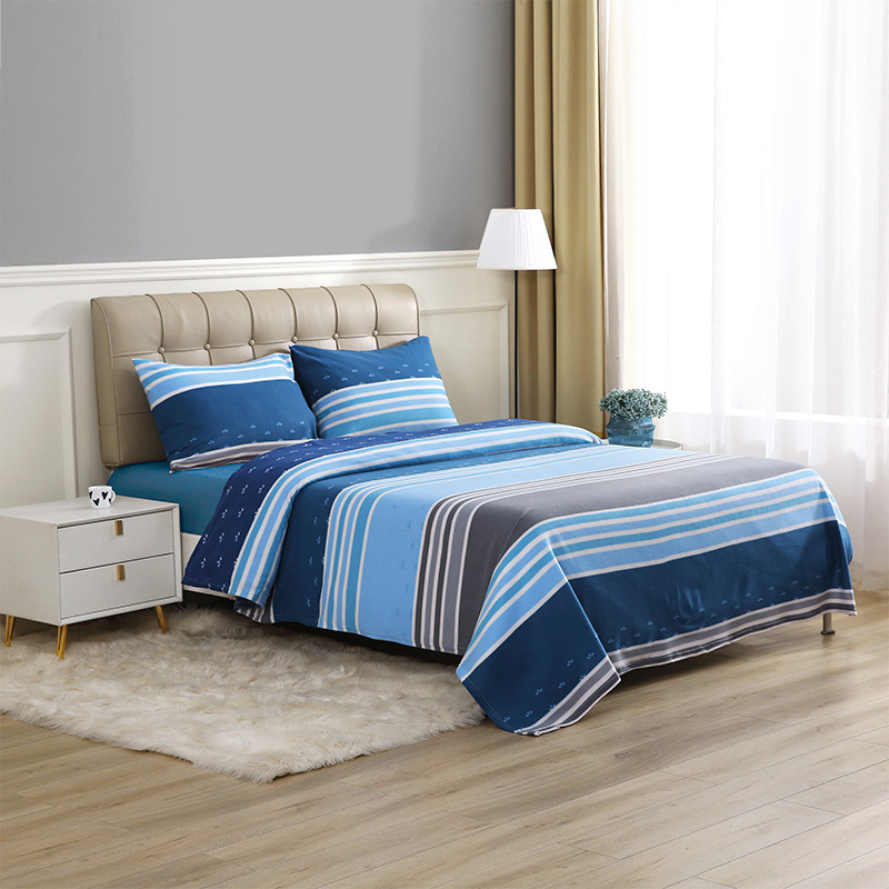 Sábanas de Polar Composé 2 Plazas / Franjas Azul Celeste - Doral