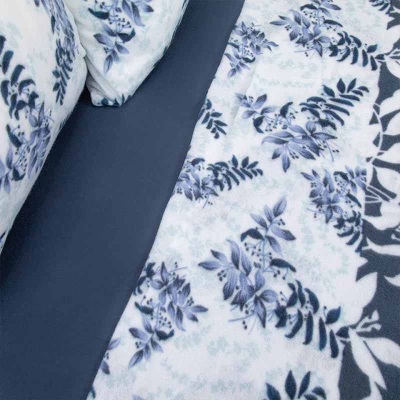 Sábanas de Polar Composé King / Ramas Blanco Azul - Doral - Imagen 2