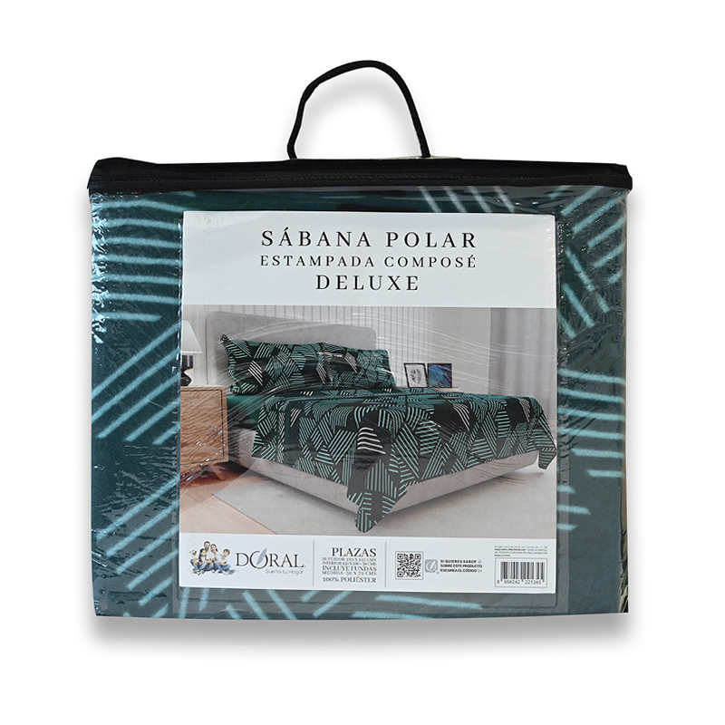 Sábanas de Polar Composé King / Trama Petróleo Turquesa - Doral - Imagen 3