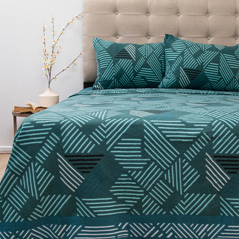 Sábanas de Polar Composé King / Trama Petróleo Turquesa - Doral