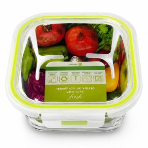 Hermético de Vidrio Cuadrado con Tapa Fresh 800ml - Doral