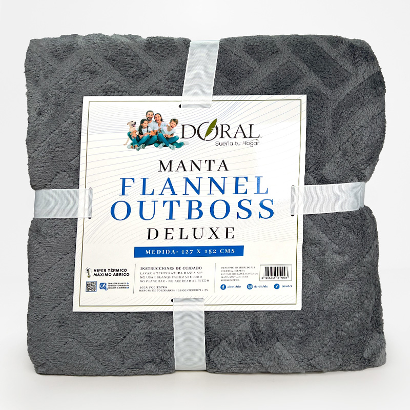 Manta Flannel Outboss Deluxe / Gris Oscuro - Doral