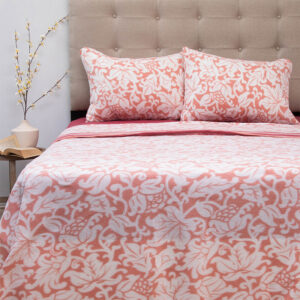 Sábanas Polar Composé 1.5 Plazas / Hojas Coral Blanco - Doral