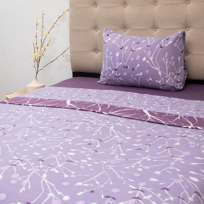 Sábanas Polar Composé 1.5 Plazas / Ramas Lila Blanco - Doral - Imagen 2