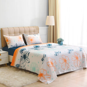 Sábanas de Polar Composé 2 Plazas / Flor Blanco Coral Azul  - Doral