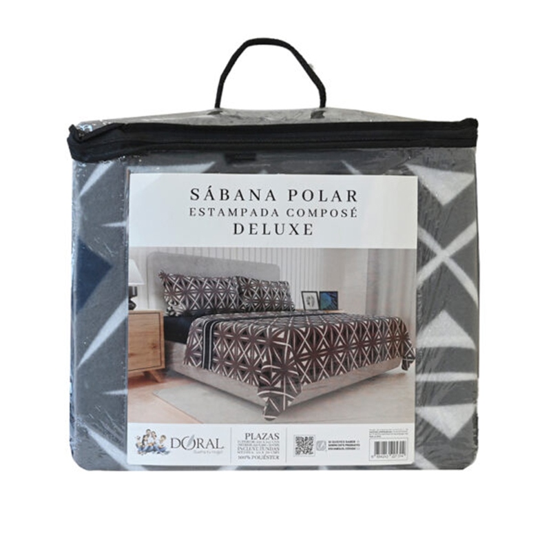 Sábanas de Polar Composé 2 Plazas / Triángulos Gris - Doral - Imagen 3