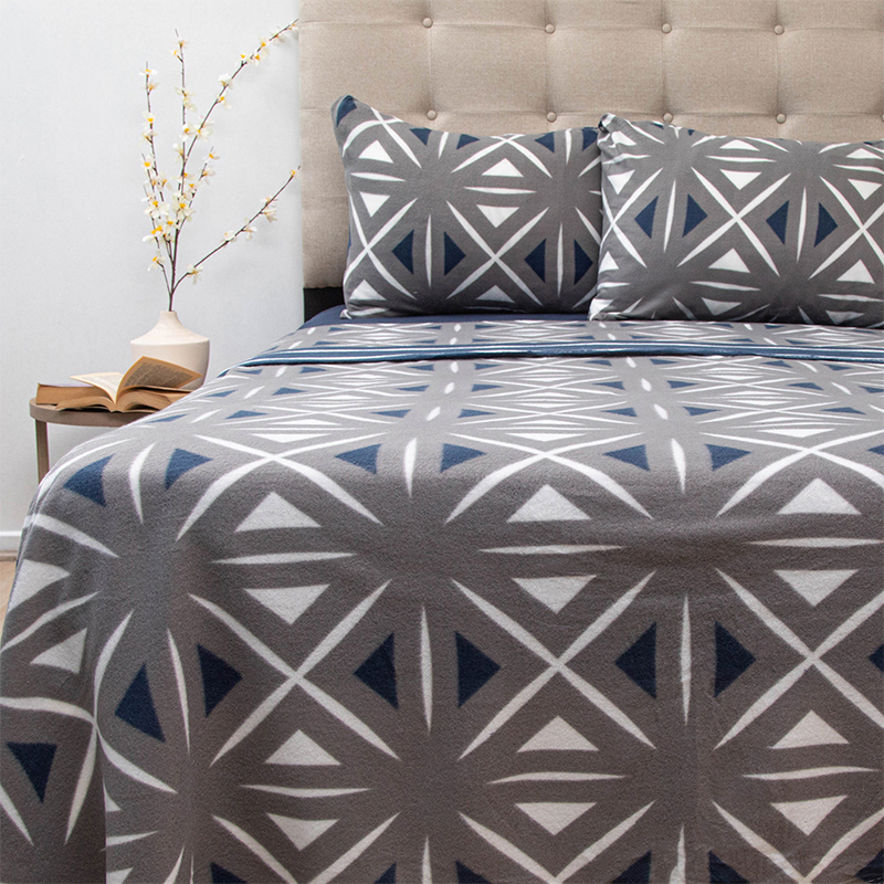 Sábanas de Polar Composé 2 Plazas / Triángulos Gris - Doral