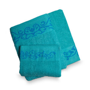 Juego de 3 Toallas Bordadas Luxor / Turquesa - Doral