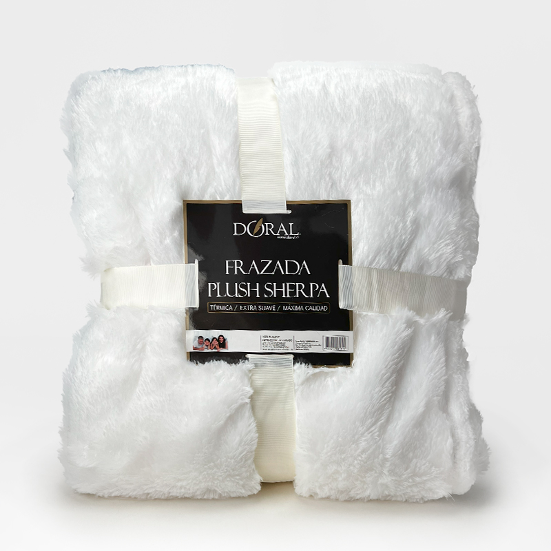 Frazada Plush Sherpa 1.5 Plazas / Blanco - Doral