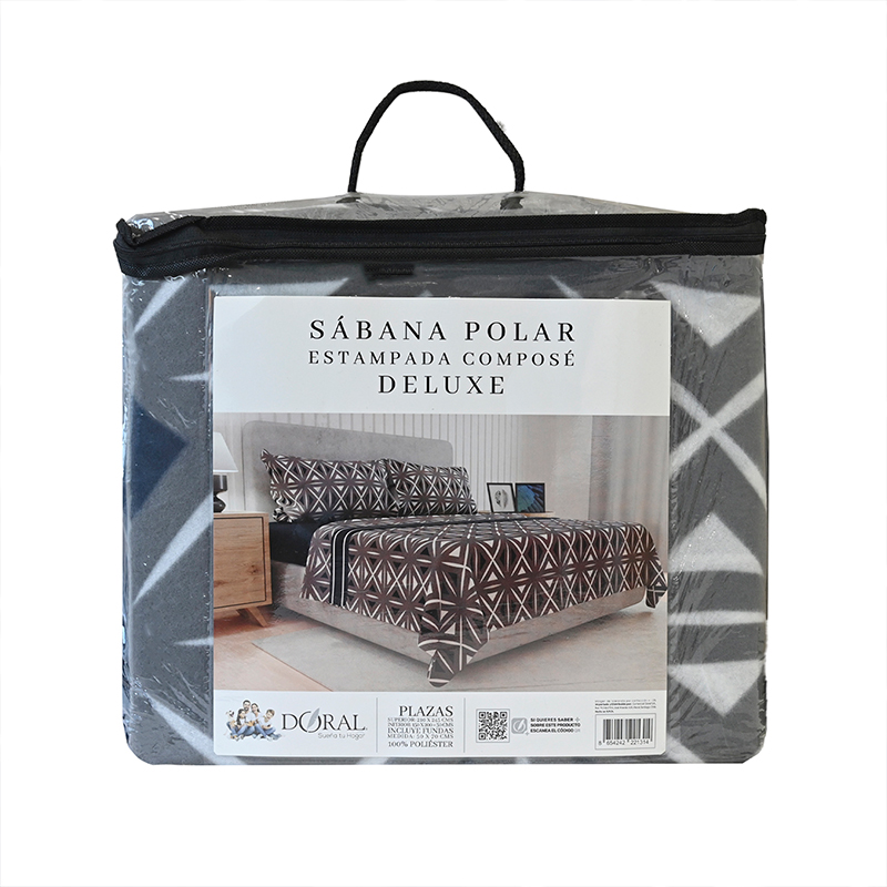 Sábanas Polar Composé 1.5 Plazas / Triángulos Gris - Doral - Imagen 3