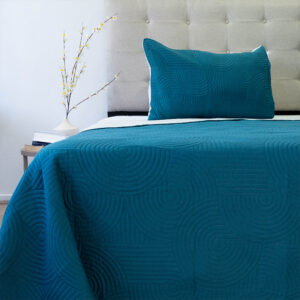 Quilt Hotpress Liso Bicolor 1.5 plazas / Petróleo y Verde Agua - Doral