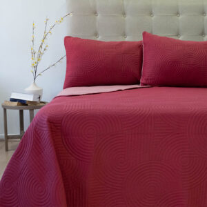Quilt Hotpress Liso Bicolor 2 Plazas / Cereza y Rosa Viejo - Doral