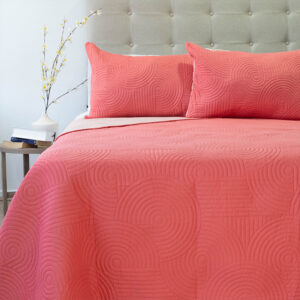 Quilt Hotpress Liso Bicolor 2 Plazas / Coral y Rosa Viejo - Doral