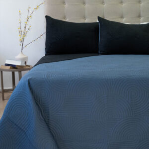 Quilt Hotpress Liso Bicolor 2 Plazas / Negro y Azul - Doral