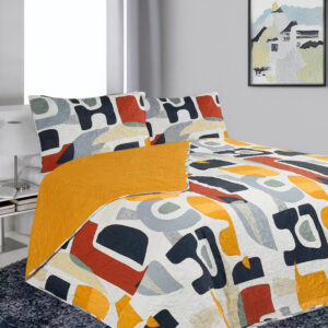 Quilt Hotpress Estampado 1.5 plazas / Silueta Blanco Negro y Amarillo - Doral